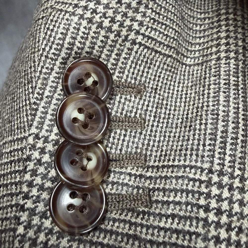 Suit Supply Windowpane Houndstooth Cashmere Wool Blend Unstructured Blazer 40L